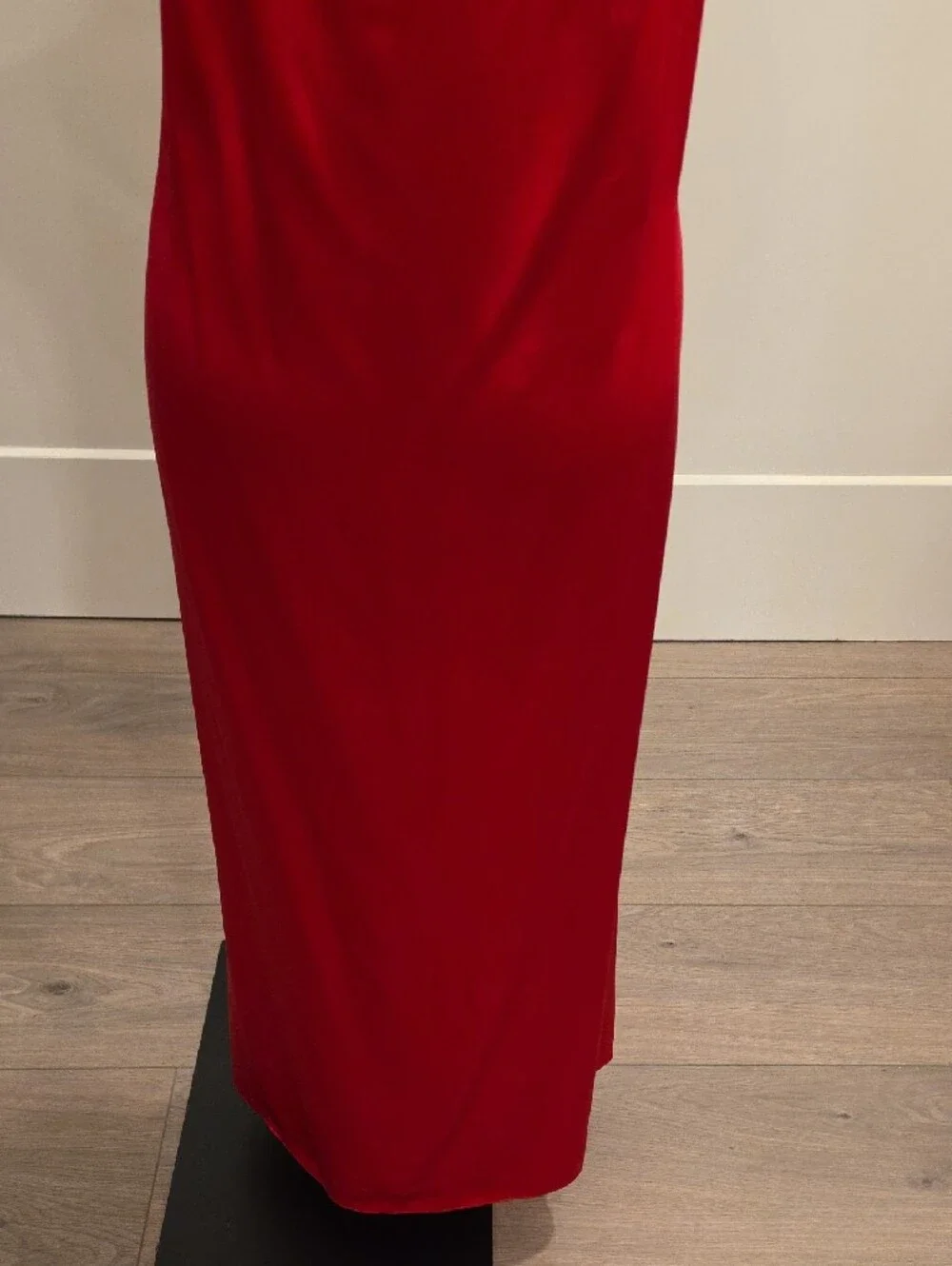 Jeannene Booher vintage Strapless silk Red Midi Dress w/Front Knot size 12 EUC